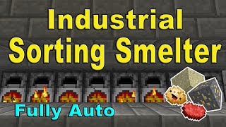 Minecraft Industrial Sorting Smelter  Fully Automatic furnace  Easy Redstone [upl. by Sletten890]