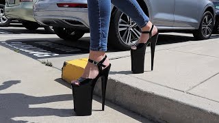 Review Try Out Huge Pleaser BEYOND009 Black Shiny 10 Inch High Heel Shoes Unbox with Catie [upl. by Nail]