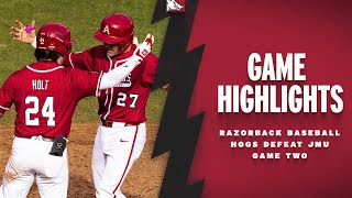 Highlights Hogs Defeat JMU  RAZORBACK BASEBALL [upl. by Nosreffej]