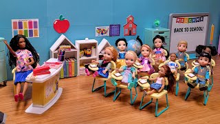 First day of school 2023  Elsa amp Anna toddlers  Barbie is the new teacher  classroom fun [upl. by Osi]