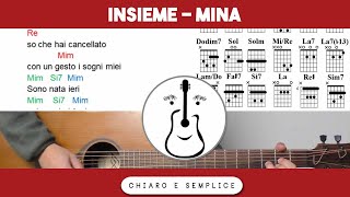 Insieme  Mina   Tutorial Accordi Chitarra [upl. by Gambrill]