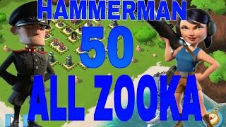 How to attack HAMMERMAN HQ LEVEL 50 Boom beach all zooka [upl. by Ecaroh]