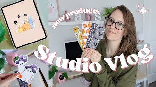 Studio Vlog 9  New Fall Products 🍂 stickers 3D bookmark and digital downloads [upl. by Iaka]