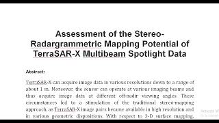 Assessment of the Stereo Radargrammetric Mapping Potential of TerraSAR X Multibeam Spotlight Data [upl. by Bogart992]