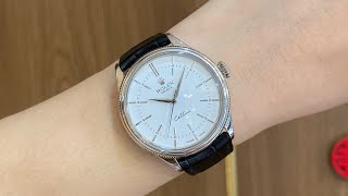 Đồng hồ Rolex Cellini Time Vàng Trắng Dây Da Lướt 2019 [upl. by Yemiaj]