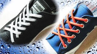 〔靴紐の結び方〕X模様が並んでるみたいな靴ひもの通し方 how to tie shoelaces 〔生活に役立つ！〕 [upl. by Adnirim614]