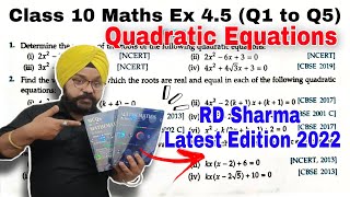 RD Sharma Class 10 Solutions Ex 45  Q1 to Q5  Ch 4 Quadratic Equations Latest Edition Book 2022 [upl. by Yllah]