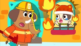 Elephant Fireman Saves Baby Kitten  Christmas Songs  Firefighter Song  Nursery Rhymes  BabyBus [upl. by Thurber]