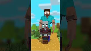 Buff Herobrine Scare Pillager Scare Steve 😂😂 minecraft minecraftanimation herobrine shorts [upl. by Gnos]