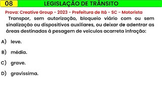 08  LEI DE TRÂNSITO  Creative Group  2023  Prefeitura de Itá  SC  Motorista [upl. by Falk]