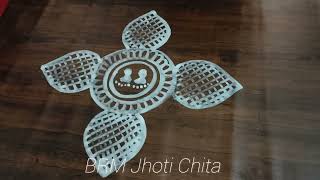 Easy amp Simple Jhoti Chita For Manabasa GurubaraLaxmipuja Special Jhoti ChitaAlpona Designs [upl. by Wein]