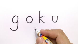 VERY EASY  How to turn word GOKU into CARTOON for kids  learn how to draw [upl. by Ahsiram320]