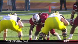 2013 USC vs Michigan  Jadeveon Clowney Huge Hit Forced Fumble Fumble Recovery [upl. by Dleifyar]