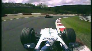 Montoya vs M Schumacher Onboard F1 2004 Belgium [upl. by Afrika612]