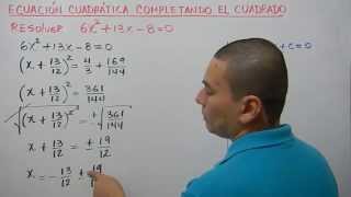 Completando el trinomio cuadrado perfecto para resolver una ecuación cuadrática Ejemplo 4 [upl. by Rosmunda991]