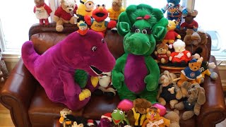 Our Entire plush collection including 4 feet tall 90s Barney amp Baby Bop [upl. by Aihseyk758]