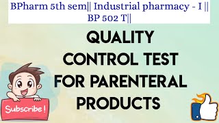 Quality control test for parenteral products [upl. by Vitkun]