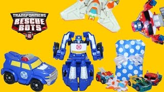 Transformers Rescue Bots Chase the Police Bot from Playskool  Optimus Prime Bumblebee and Blades [upl. by Huntington]