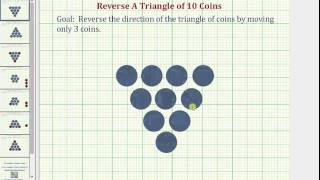 Reverse a Triangle of Ten Coins Moving Only Three Coins [upl. by Yelrihs]