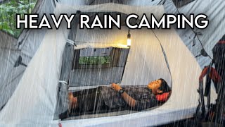 ALONE IN HEAVY RAIN WITH AUTOMATIC TENT  SOLO CAMPING HEAVY RAIN [upl. by Lacee]