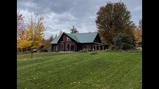 Vermont Home For Sale Log Cabin on stunning 33 acres  410 Berry Road Berkshire VT Virtual Tour [upl. by Nyral610]