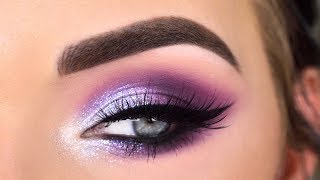 Huda Beauty Mercury Retrograde Palette  Purple Glitter Eye Makeup Tutorial [upl. by Atekram]