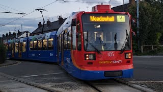 Sheffield SuperTram 105 From Middlewood To Meadowhall [upl. by Naujat782]