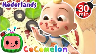 Pizzalied  CoComelon  Moonbug Kids Nederlands  Kindertekenfilms [upl. by Esina]