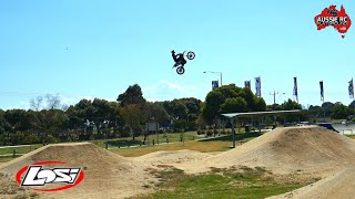 Big Air and Huge Jumps Losi Promoto MX Dirt Bike Takes on the BMX Track [upl. by Cammy81]