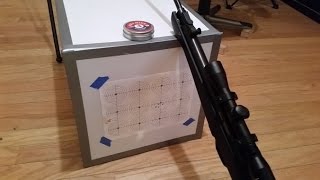 22 Caliber Crosman Shockwave Air Rifle Making a indoor target [upl. by Eetnahs]