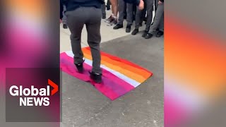 Pride flag controversy Student walkout turns hostile at Catholic high school in Ontario [upl. by Langley408]