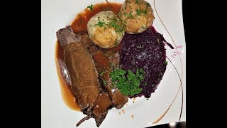 Eingelegter Sauerbraten mit Semmelknödel und Apfelrotkohl [upl. by Aceissej]