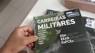 UMBOXING Apostilas carreiras mitares Alfacon ESAEEARESPCEX [upl. by Hafital]