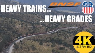 Trains At Marcel  Tehachapi Pass  4k HD Drone Footage [upl. by Jobina105]