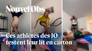 JO 2024  ces athlètes testent les lits en carton du Village olympique et cest drôle [upl. by Favrot]