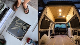 Decke mit Holz verkleiden und Carbest Dachluke einbauen im VW T5 Hochdach DIY Campervan 🔥 [upl. by Calista]