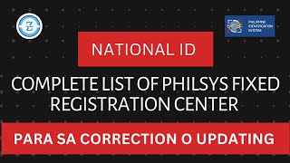 NEW UPDATE COMPLETE LIST OF PHILSYS FIXED REGISTRATION CENTER CORRECTION OF NATIONAL ID [upl. by Gavette]