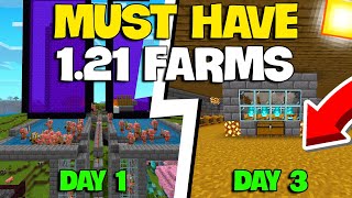 3 MUST HAVE Farms for Minecraft Bedrock 121 XP  LOOT [upl. by Severin261]