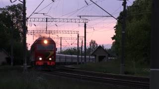 Тепловоз ТЭП70БС003 с поездом Калининград  Москва  TEP70BS003 with a passenger train [upl. by Alcock393]