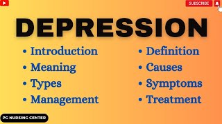 Depression In Hindi  Definition  Types  Management  Mental Health Nursing  PG Nursing Center [upl. by Pardoes]