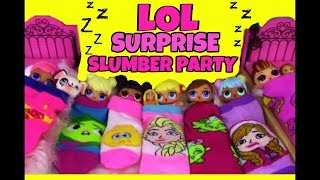 LOL Surprise Dolls SLUMBER PARTY Disney Princess Theme 👉 Blind Bags Candy Doll Story Video [upl. by Apurk423]