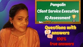 🔴 Pangolin Client Service Executive IQ ASSESSMENT💯 Question with Answer🔥vaanga discuss panla🤗 [upl. by Amhser]