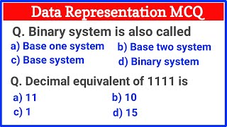 Top Data Representation MCQs Questions and Answers  Computer Number System MCQ Questions [upl. by Garson]