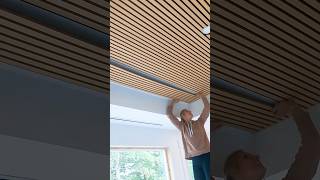 Installing acoustic slat panels on a ceiling slatwall interiordesign diy [upl. by Quirk]