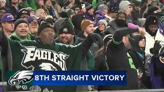 Philadelphia Eagles win 8th straight victory in showdown with Baltimore Ravens [upl. by Atokad595]