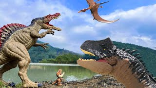 SPINOSAURUS vs CARNOTAURUS vs PTERODACTYL  Battle of Giant Dinosaurs  Jurassic World [upl. by Sylvester]