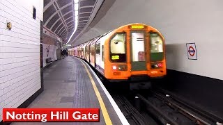 Notting Hill Gate  Central line  London Underground  1992 Tube Stock [upl. by Iggam922]