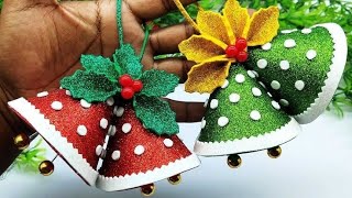 DIY Christmas Bell From Glitter Foam Sheet  Christmas Ornaments  Christmas Decor [upl. by Llerehc]