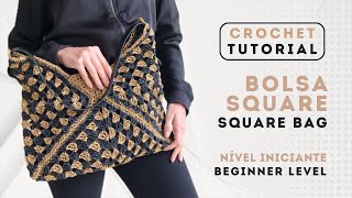 Bolsa Feita com Quadrados de Crochê  Tutorial de Crochê Fácil Nível Inciante [upl. by Otreblasiul805]