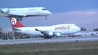 pullmantur air boeing 747400 spectacular takeoff in miami runway 8r [upl. by Hullda780]